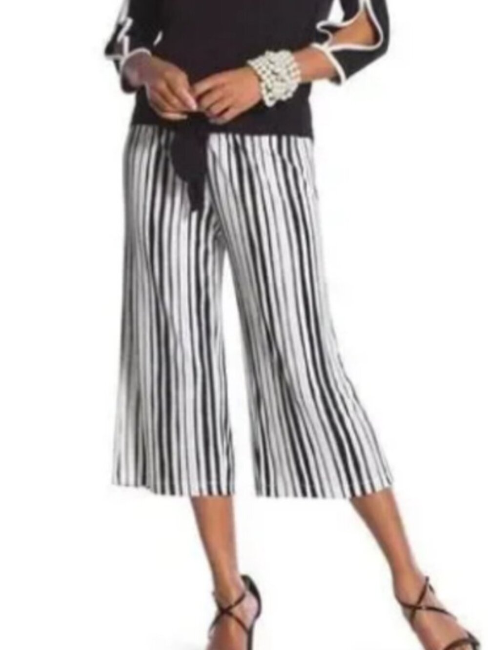 Chico's Knit‎ Kit Paintbrush Striped Wide Leg Crop Pants size 3